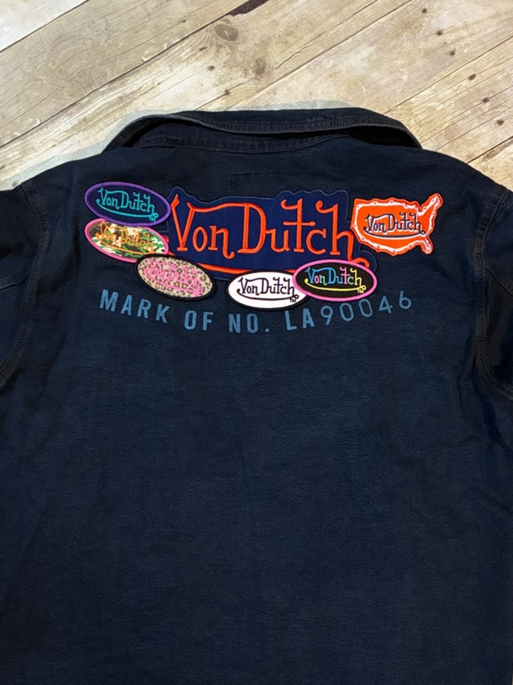 Von Dutch Black Logo Patch Shirt Jacket with Multicolor Graphics